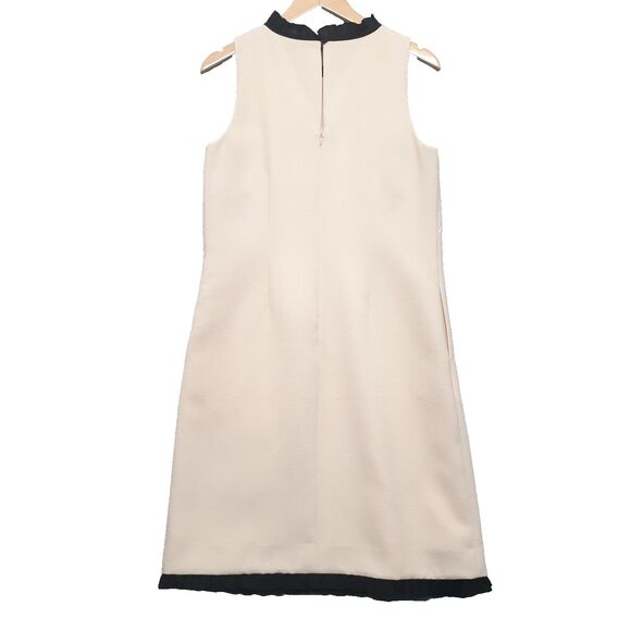 J. Crew Cream Black Sleeveless Ruffle Stretch Sheath Shift Dress Size 6 Tall - Picture 8 of 11